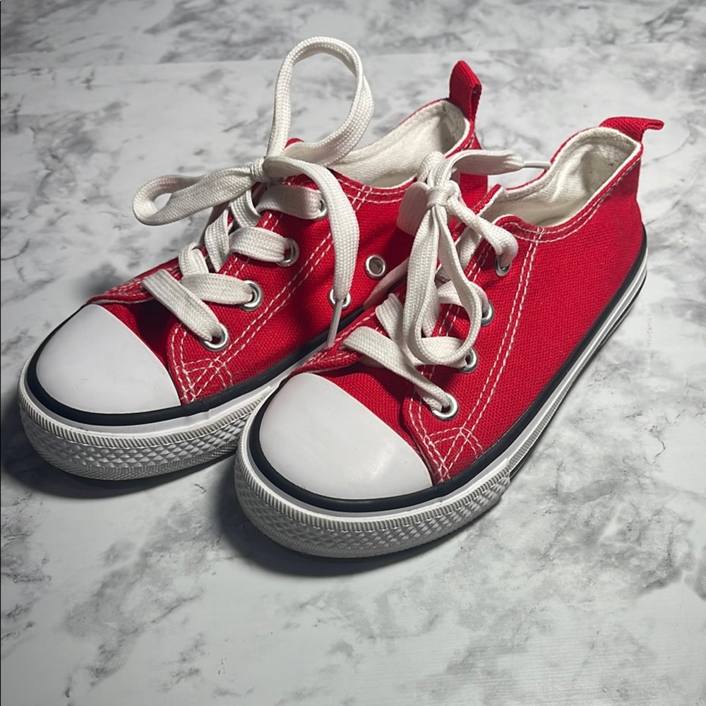 Kids Red Canvas Sneakers Casual School Shoes Comfortable